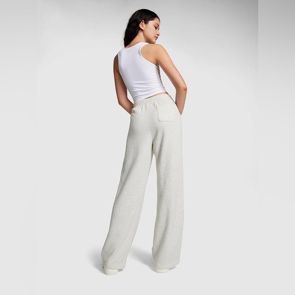 PINK Victoria’s Secret NWT Ivy Fleece Wide Leg Pants High Rise in Cream Sz Large - Picture 2 of 14